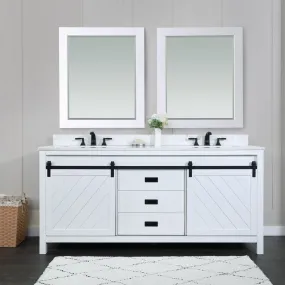 Kinsley 72" Double Bathroom Vanity Set with Aosta White Marble Countertop