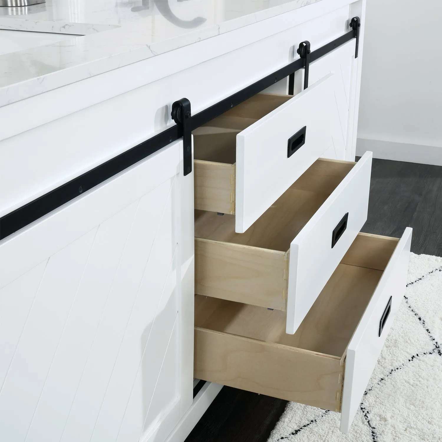 Kinsley 72" Double Bathroom Vanity Set with Aosta White Marble Countertop