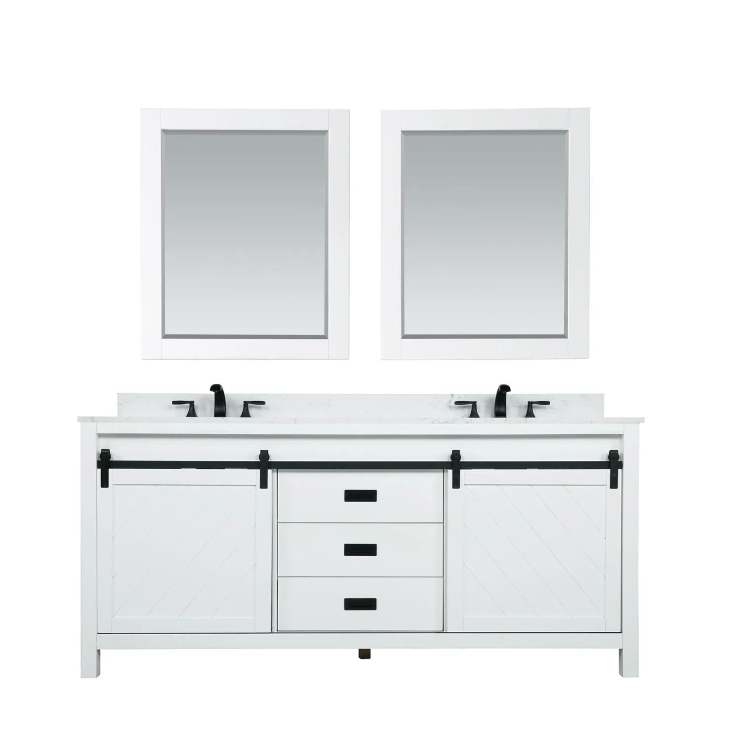 Kinsley 72" Double Bathroom Vanity Set with Aosta White Marble Countertop