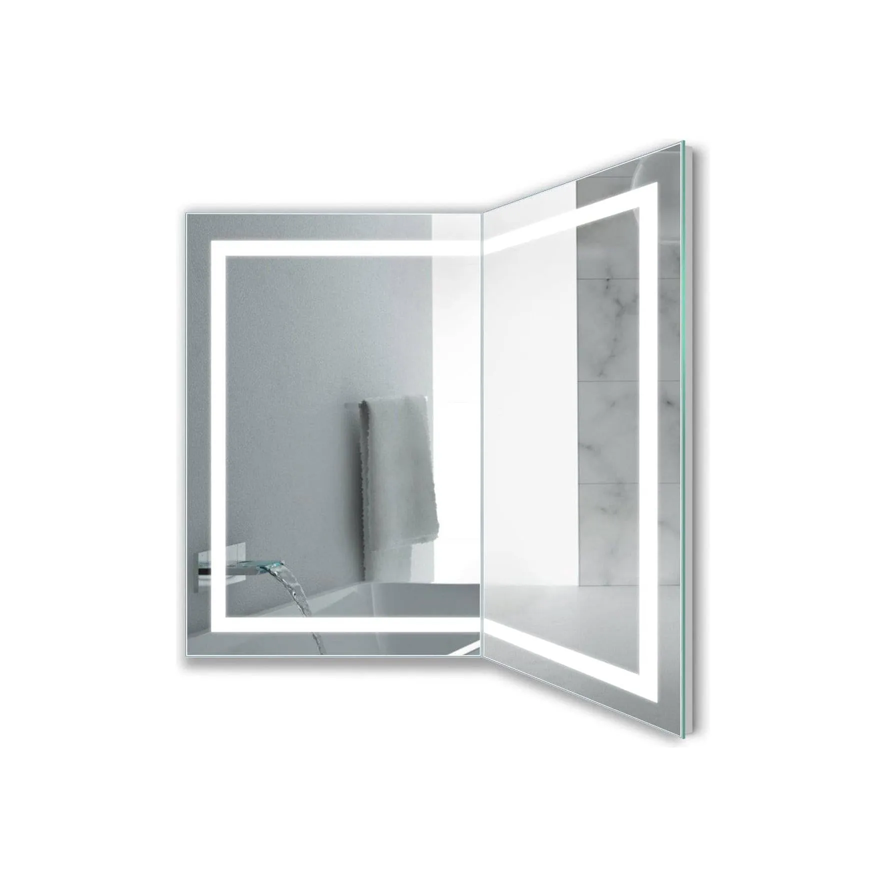 Krugg 24 x 36 Left or Right Corner-Fit LED Bathroom Mirror