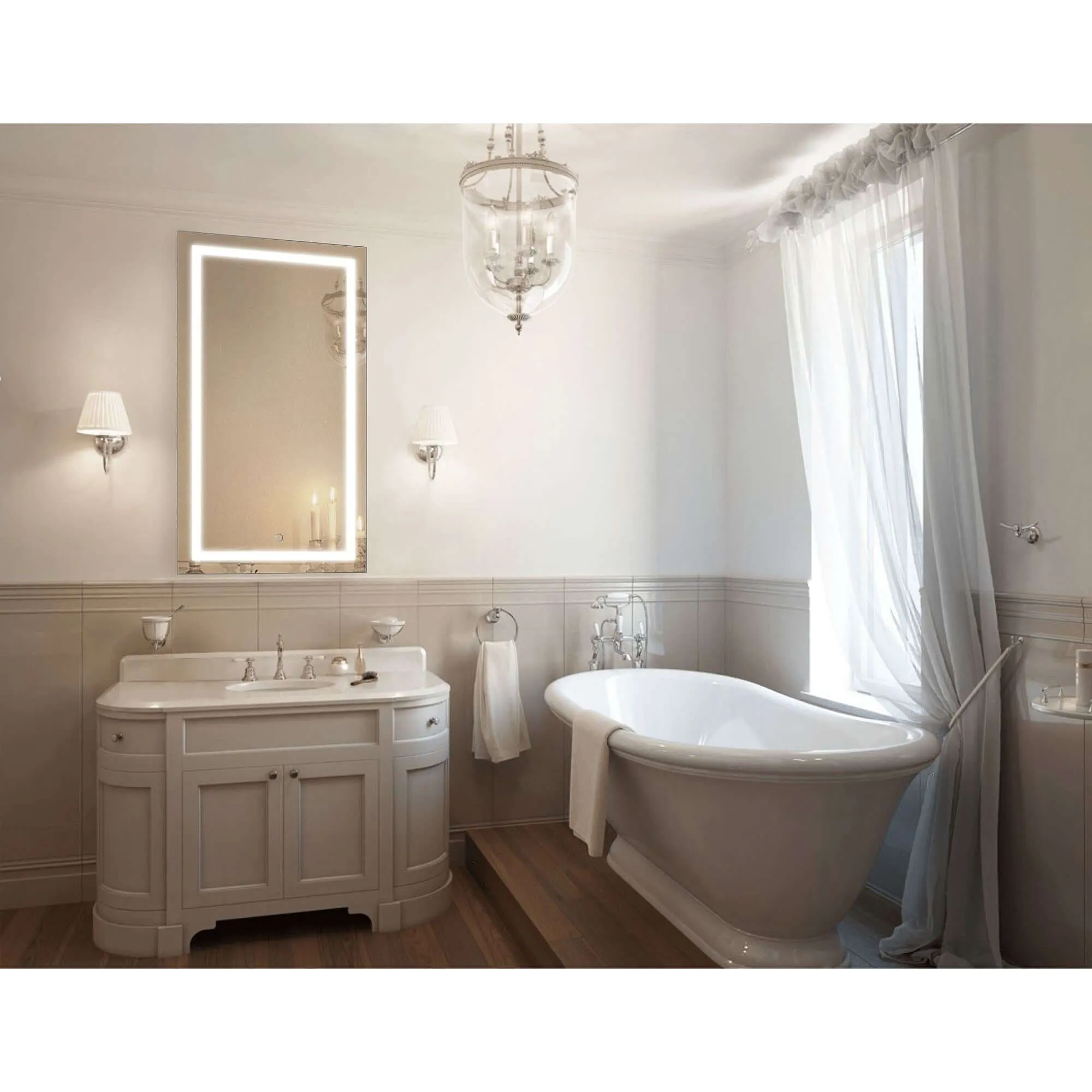 Krugg Icon 24 x 42 LED Bathroom Mirror - Dimmer & Defogger