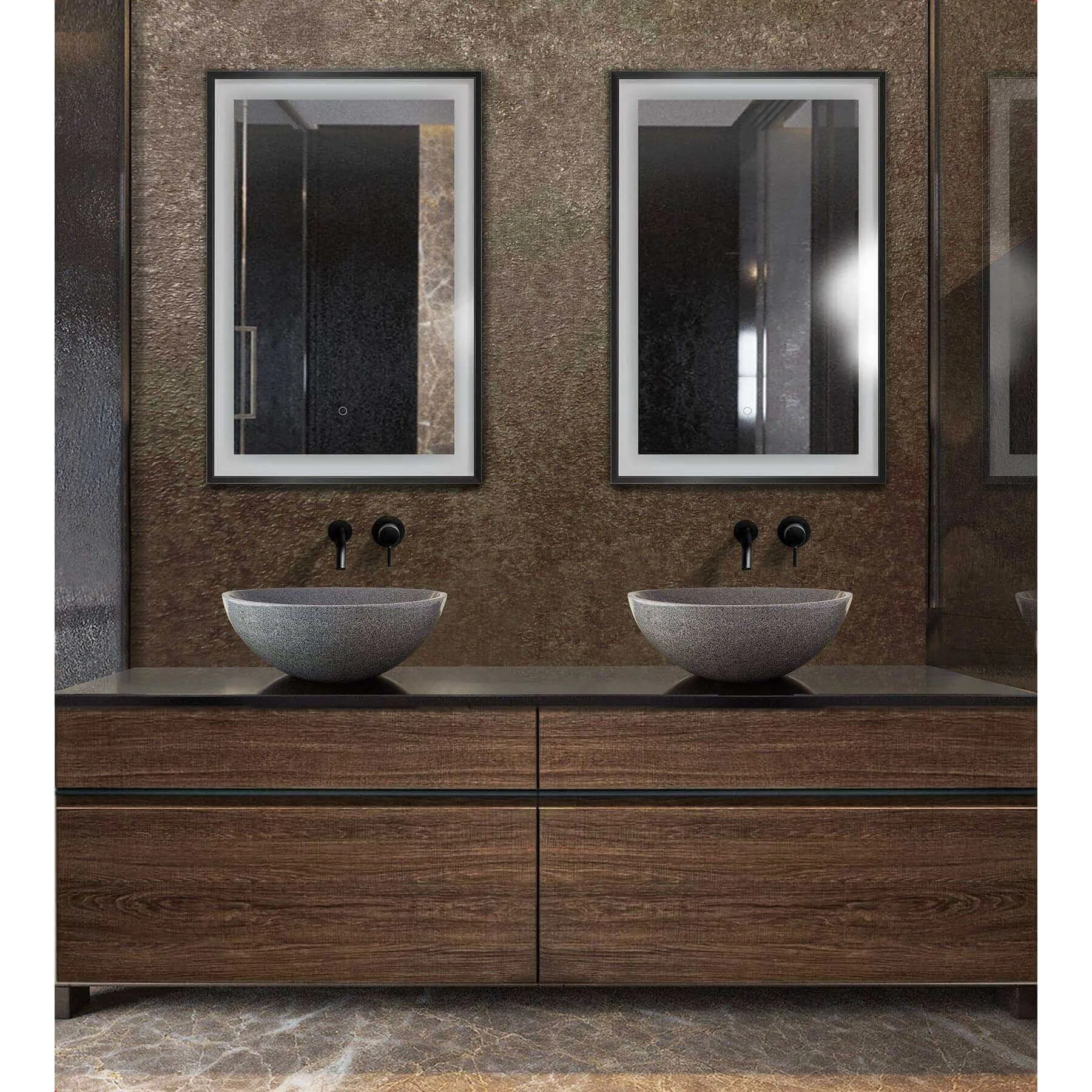 Krugg Soho 24 x 36 Matte Black LED Bathroom Mirror