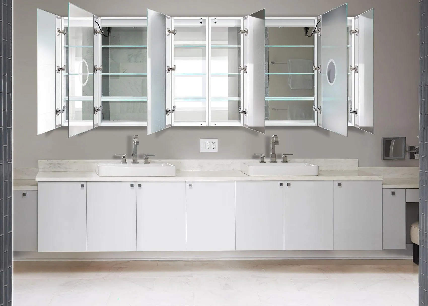 Krugg Svange 96″ X 36″ LED Medicine Cabinet w/Dimmer & Defogger