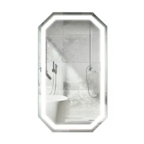 Krugg TUDOR2442 Tudor 24 X 42 LED Bathroom Mirror With Dimmer and Defogger Large Octagon Lighted Vanity Mirror