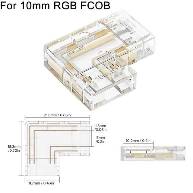 L Shaped Transparent LED Strip Connector