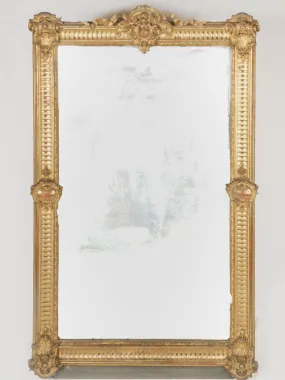 Large Early 19th-Century French Giltwood Mirror w/ Ornate Detailing - 65¼" x  40½"