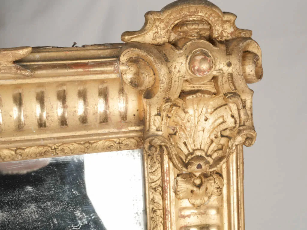 Large Early 19th-Century French Giltwood Mirror w/ Ornate Detailing - 65¼" x  40½"