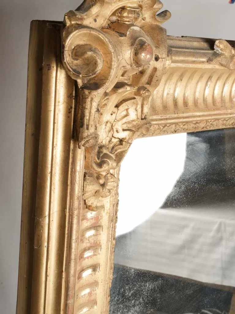 Large Early 19th-Century French Giltwood Mirror w/ Ornate Detailing - 65¼" x  40½"