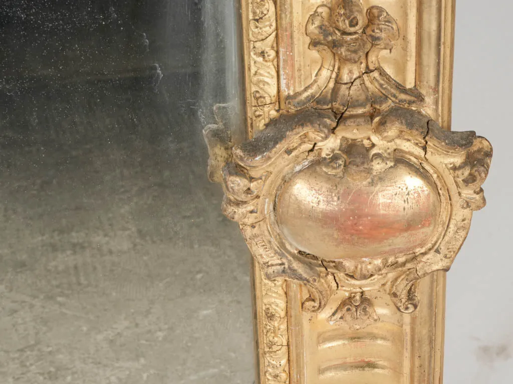 Large Early 19th-Century French Giltwood Mirror w/ Ornate Detailing - 65¼" x  40½"