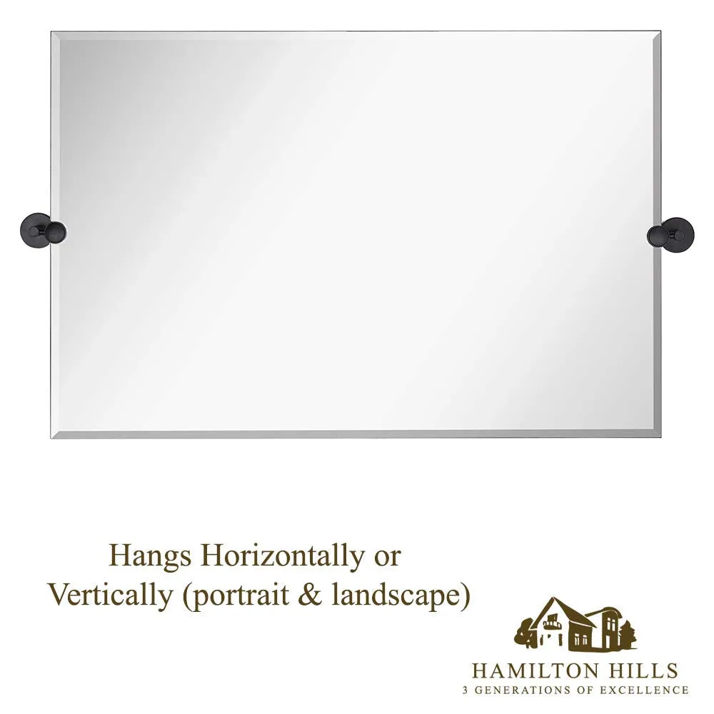 Large Pivot Rectangle Mirror With Brushed Chrome Wall Anchors | Silver Backed Adjustable