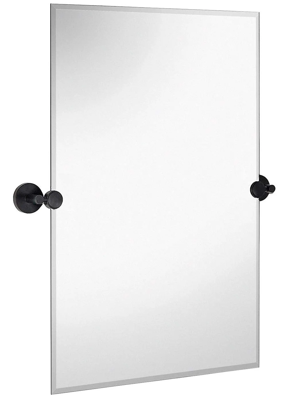 Large Pivot Rectangle Mirror With Brushed Chrome Wall Anchors | Silver Backed Adjustable