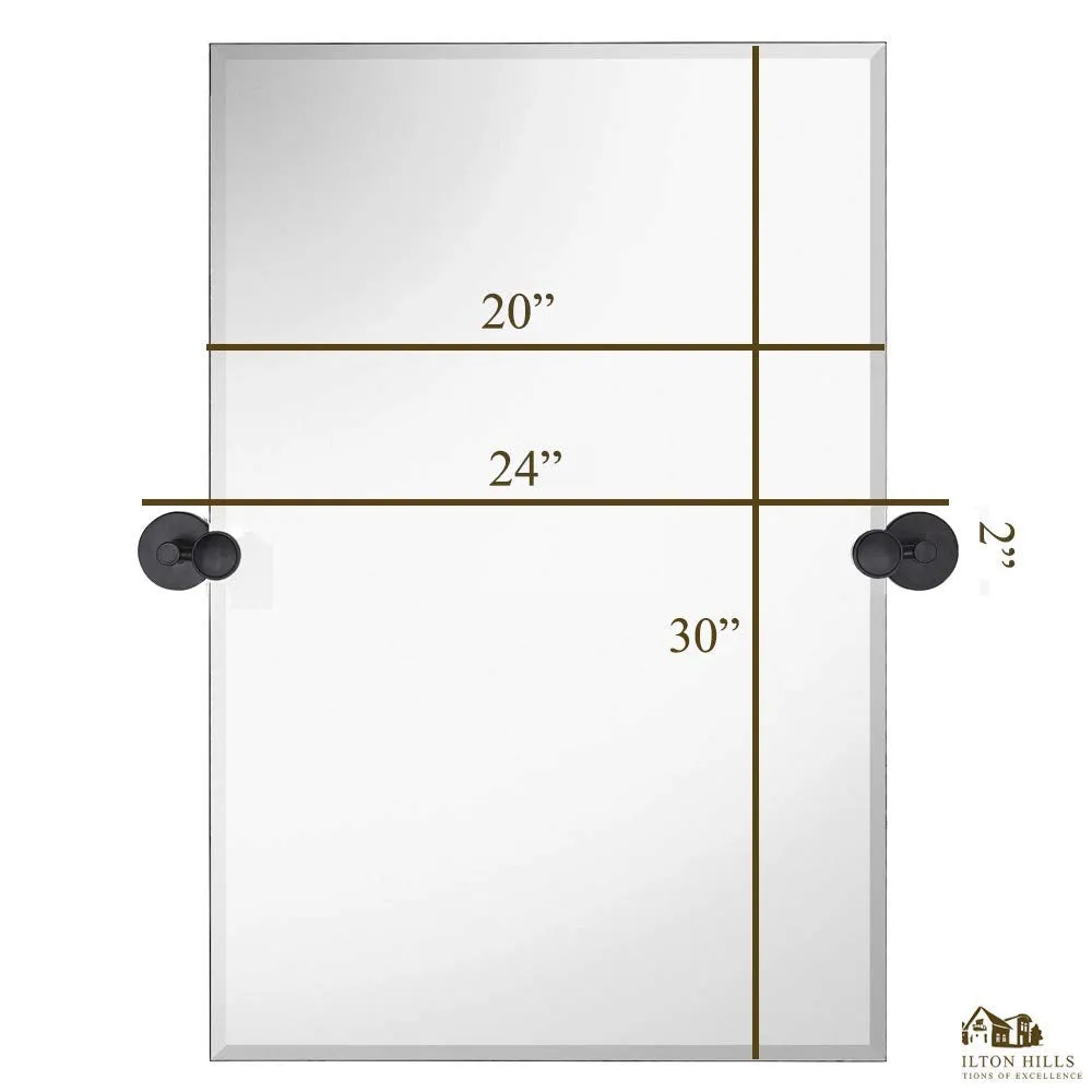 Large Pivot Rectangle Mirror With Brushed Chrome Wall Anchors | Silver Backed Adjustable