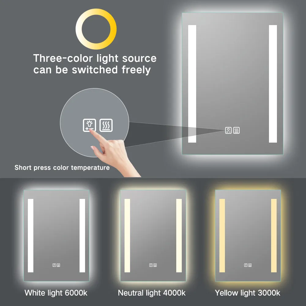 LED Lighted Wall Mount  Bathroom Vanity Mirror with Defogger