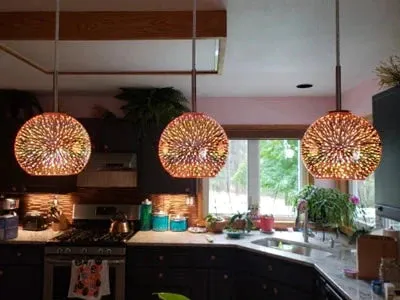LED Pendant Lights Mirror Glass Ball Firework Lampshade Pendant Lamp for Staircase Loft Restaurant Bar Dining Room Kitchen Island
