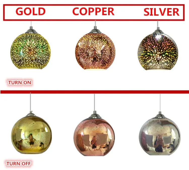 LED Pendant Lights Mirror Glass Ball Firework Lampshade Pendant Lamp for Staircase Loft Restaurant Bar Dining Room Kitchen Island