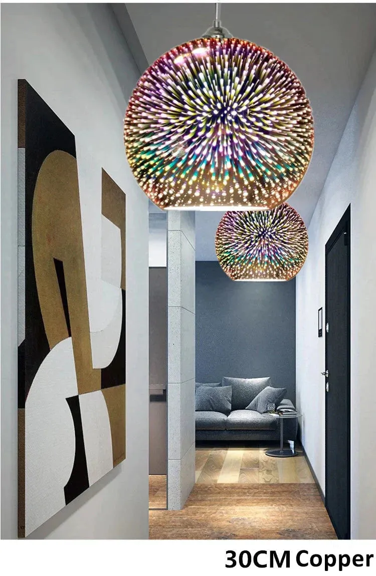 LED Pendant Lights Mirror Glass Ball Firework Lampshade Pendant Lamp for Staircase Loft Restaurant Bar Dining Room Kitchen Island