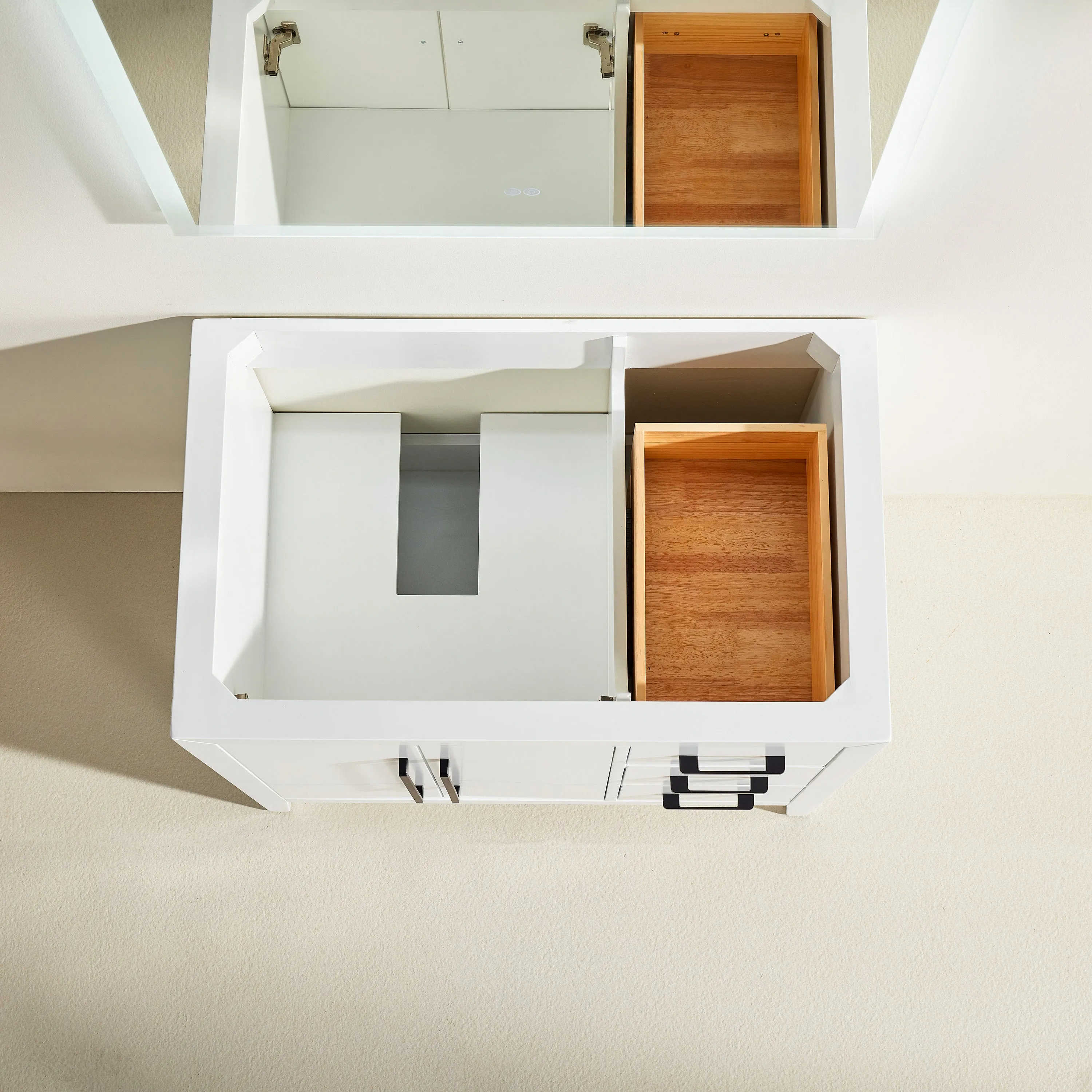 Lily - 36" White ,Right Side Drawers, Floor Standing Modern Bathroom Vanity, Quartz Countertop