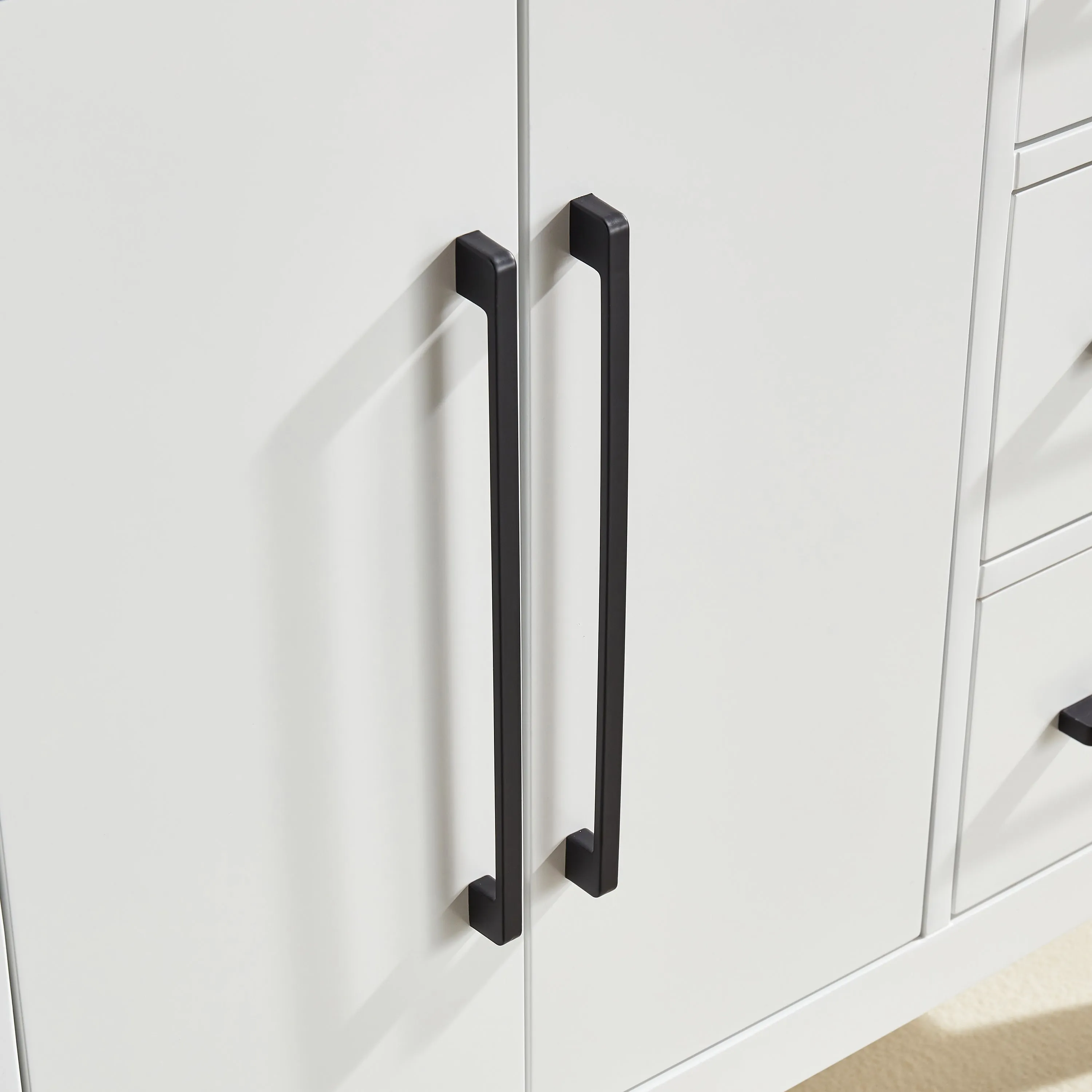 Lily - 36" White ,Right Side Drawers, Floor Standing Modern Bathroom Vanity, Quartz Countertop