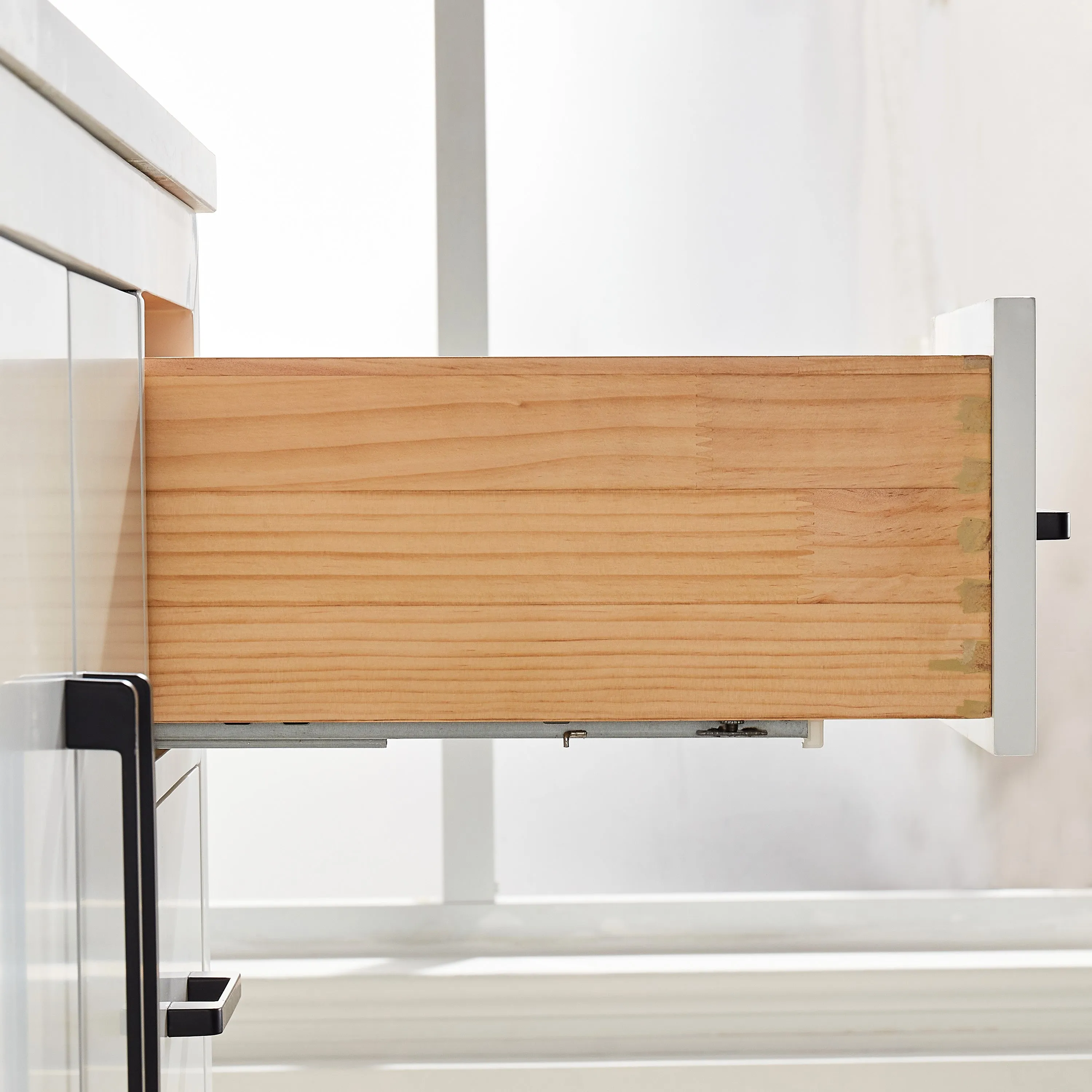 Lily - 36" White ,Right Side Drawers, Floor Standing Modern Bathroom Vanity, Quartz Countertop