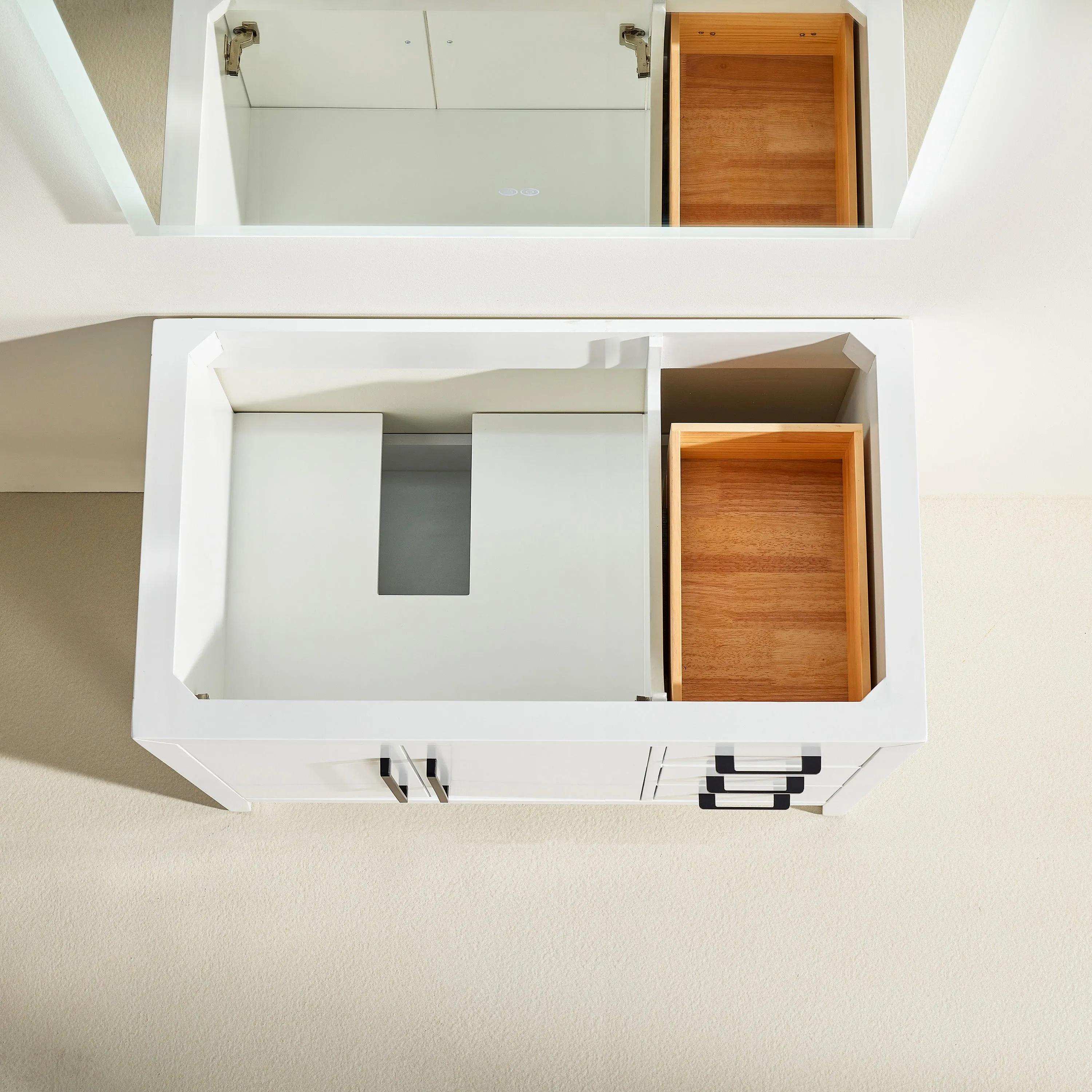 Lily - 42" White ,Right Side Drawers, Floor Standing Modern Bathroom Vanity, Quartz Countertop,