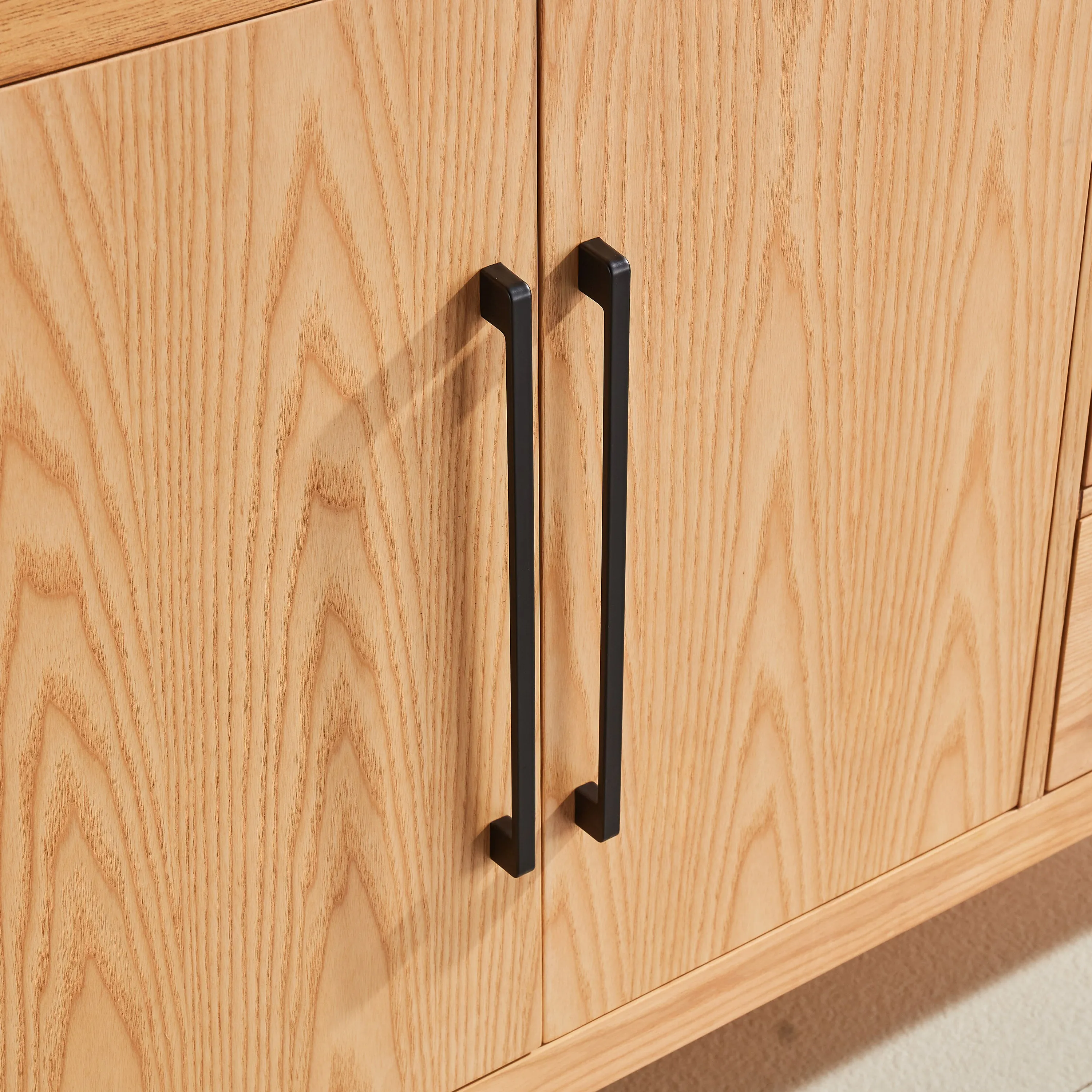 Lily - 48" White Oak , Floor Standing Modern Bathroom Vanity, Quartz Countertop