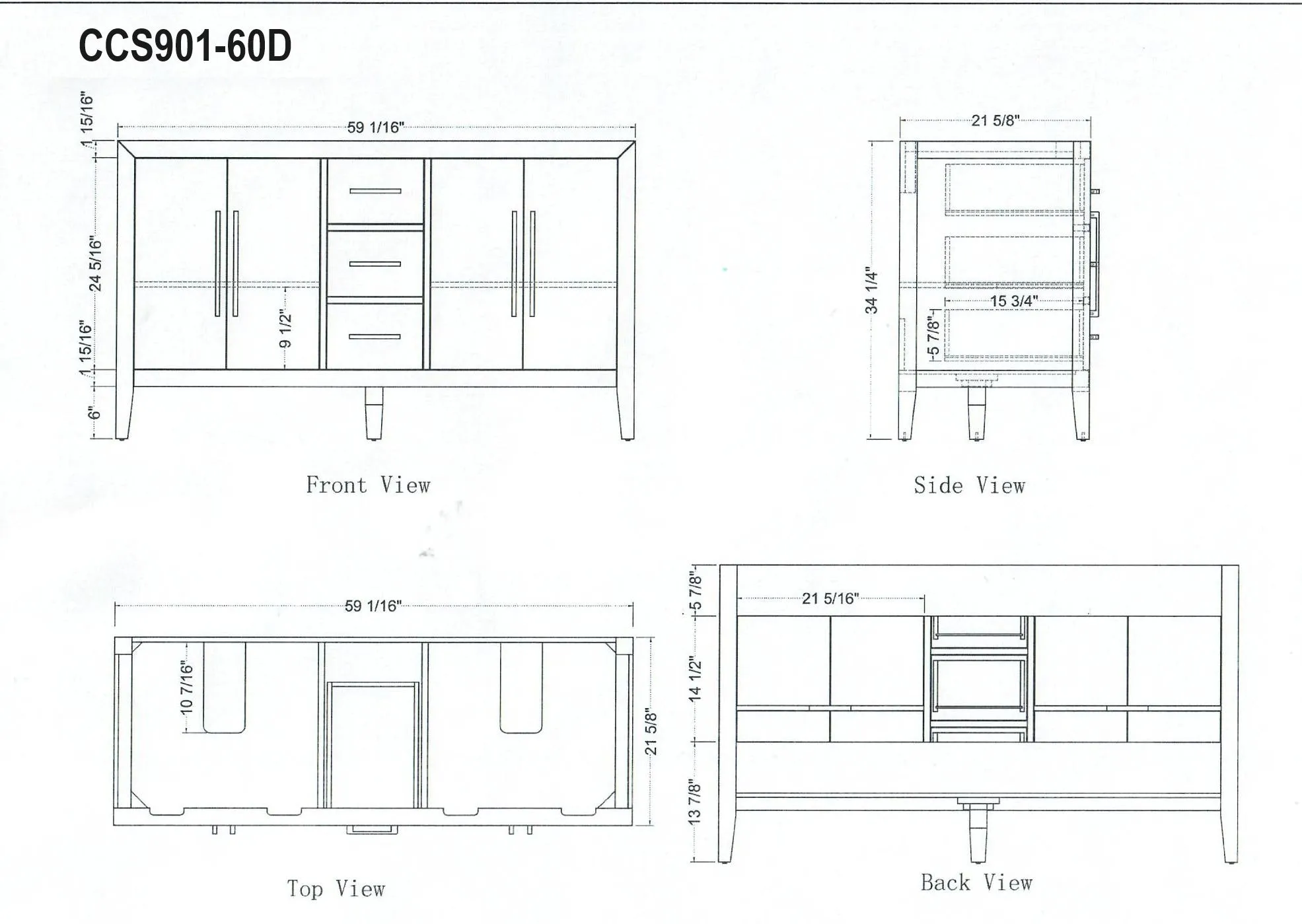 Lily - 60",Double Sink, White Oak , Floor Standing Modern Bathroom Vanity,Quartz Countertop
