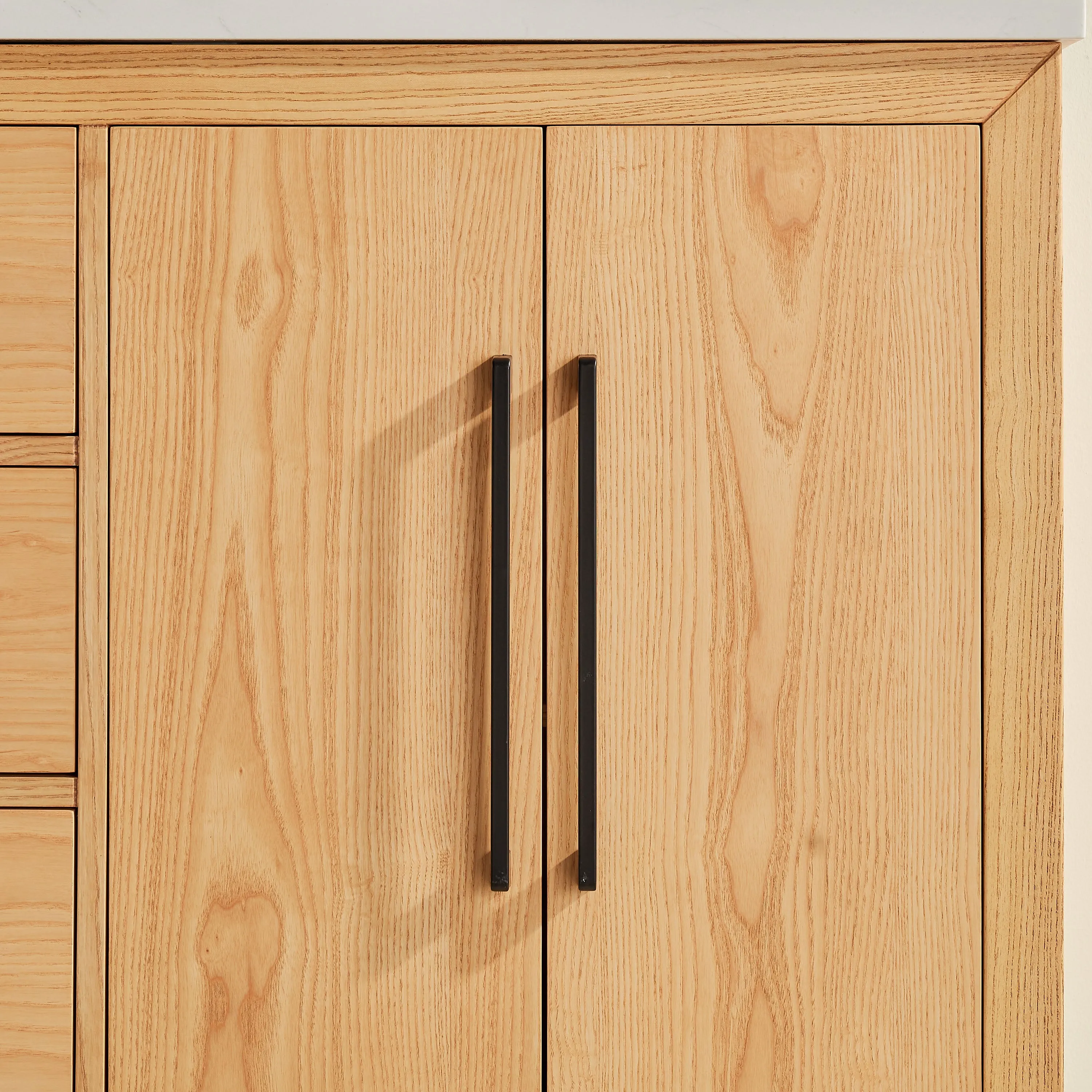 Lily - 60",Double Sink, White Oak , Floor Standing Modern Bathroom Vanity,Quartz Countertop