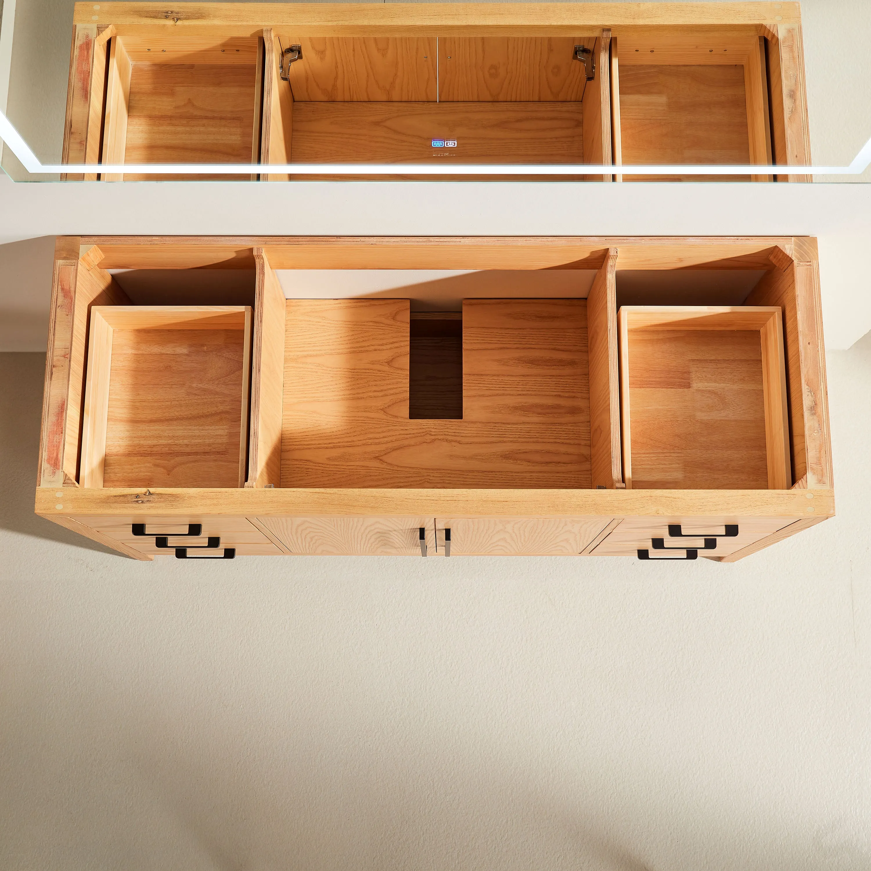 Lily- 60",Single Sink, White Oak , Floor Standing Modern Bathroom Vanity, White Quartz Countertop