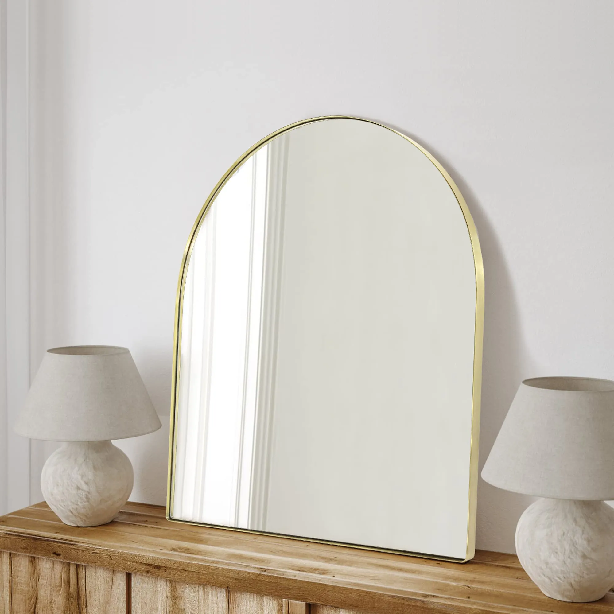 MANTELARCH Arched Stainless Steel Framed Wall Mounted Bathroom Vanity Mirror