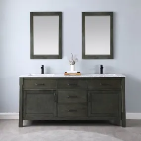 Maribella 72" Double Bathroom Vanity Set with Carrara White Marble Countertop