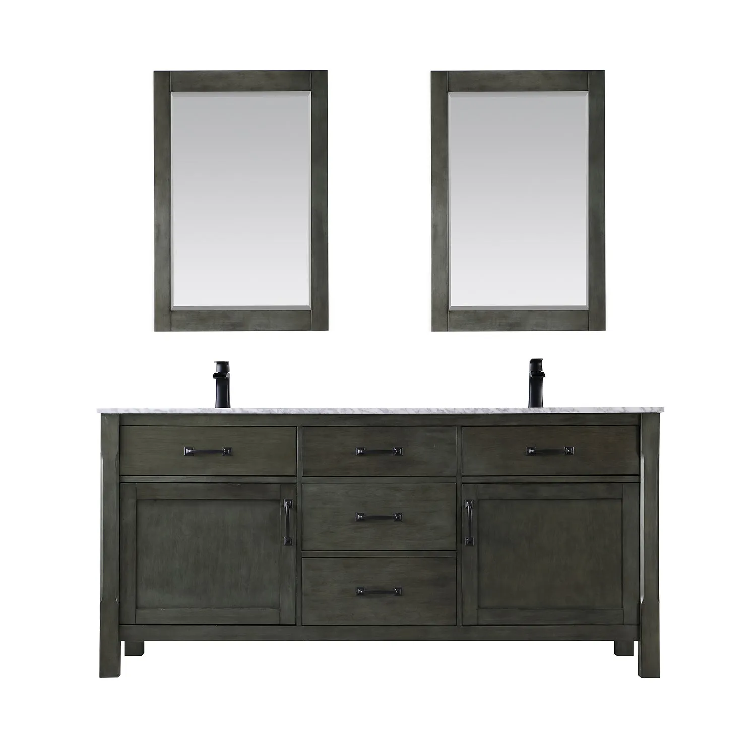 Maribella 72" Double Bathroom Vanity Set with Carrara White Marble Countertop
