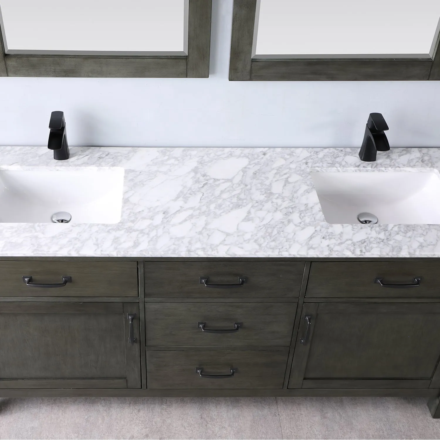 Maribella 72" Double Bathroom Vanity Set with Carrara White Marble Countertop