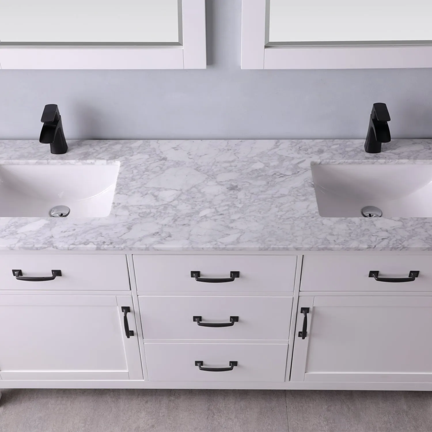 Maribella 72" Double Bathroom Vanity Set with Carrara White Marble Countertop
