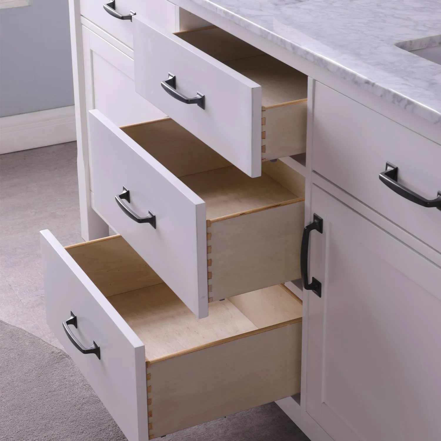 Maribella 72" Double Bathroom Vanity Set with Carrara White Marble Countertop