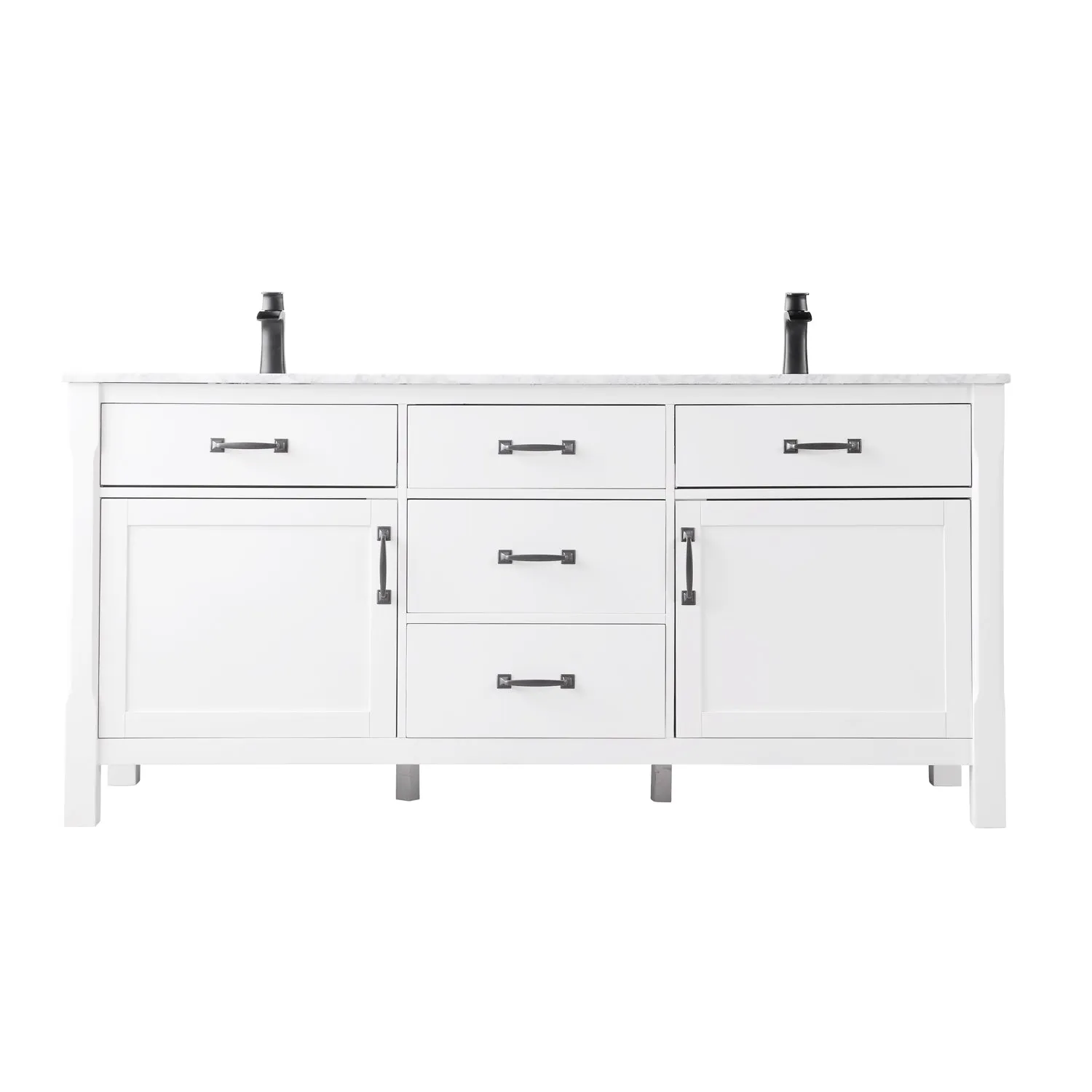 Maribella 72" Double Bathroom Vanity Set with Carrara White Marble Countertop