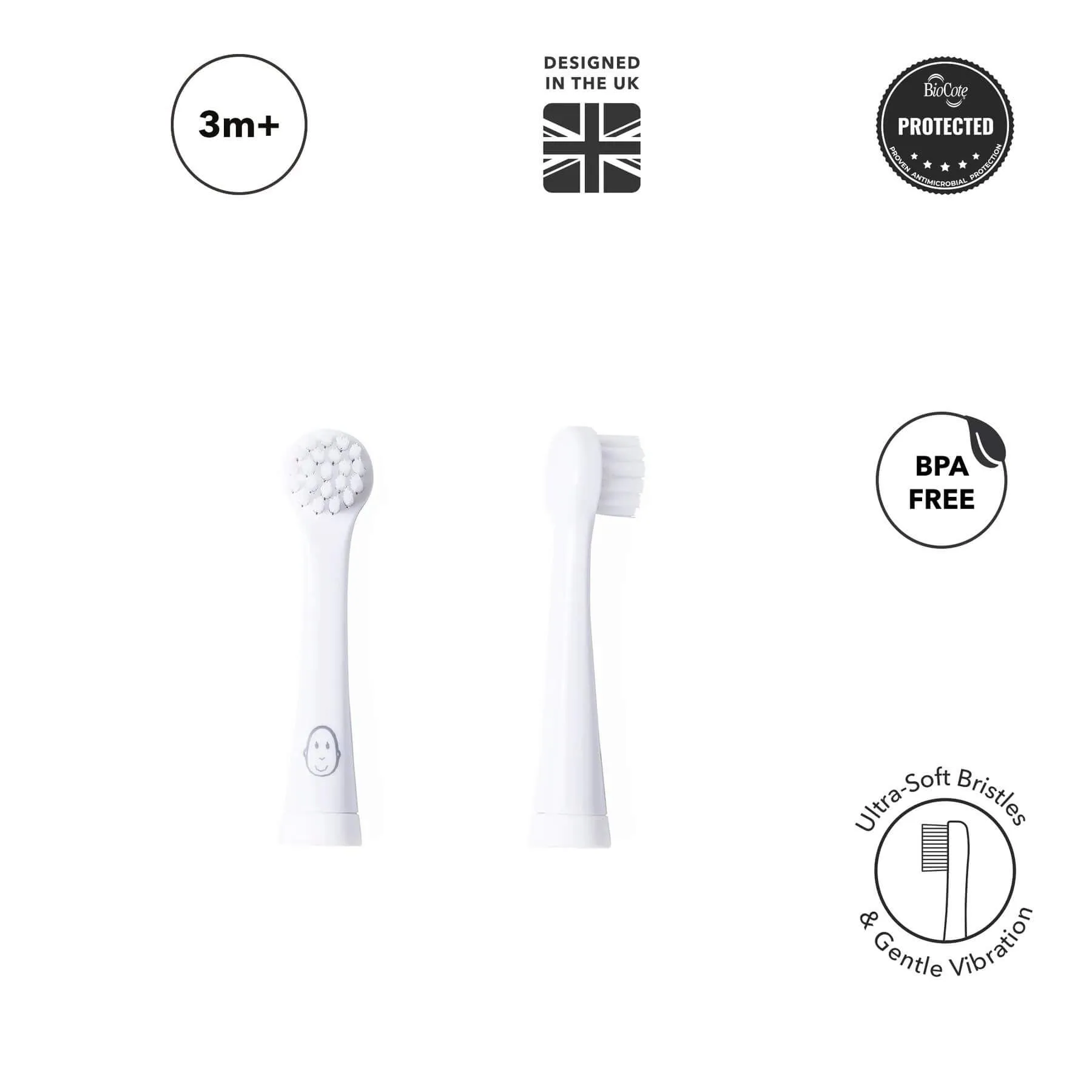 Matchstick Monkey Baby Electric Sonic Replacement Toothbrush Heads (2pk)
