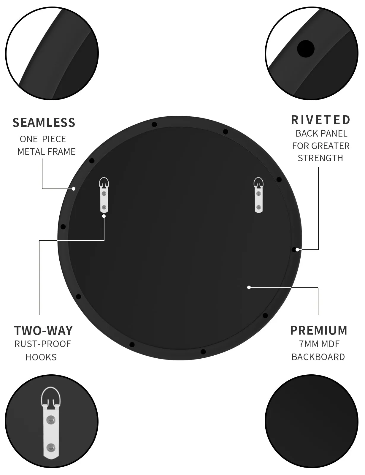 Metal Round Wall Mirror