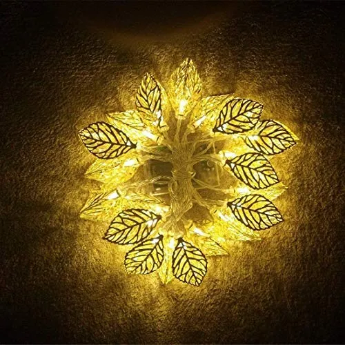 Mikha 16LED Leaves Fairy Decorative String Lights for Indoor, Outdoor Gardens Homes Diwali Wedding Christmas Party Lighting Decoration