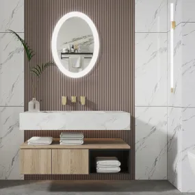 MIRPLUS 20''×28'' Oval LED Bathroom Mirror Backlit Anti-fog Dimmable