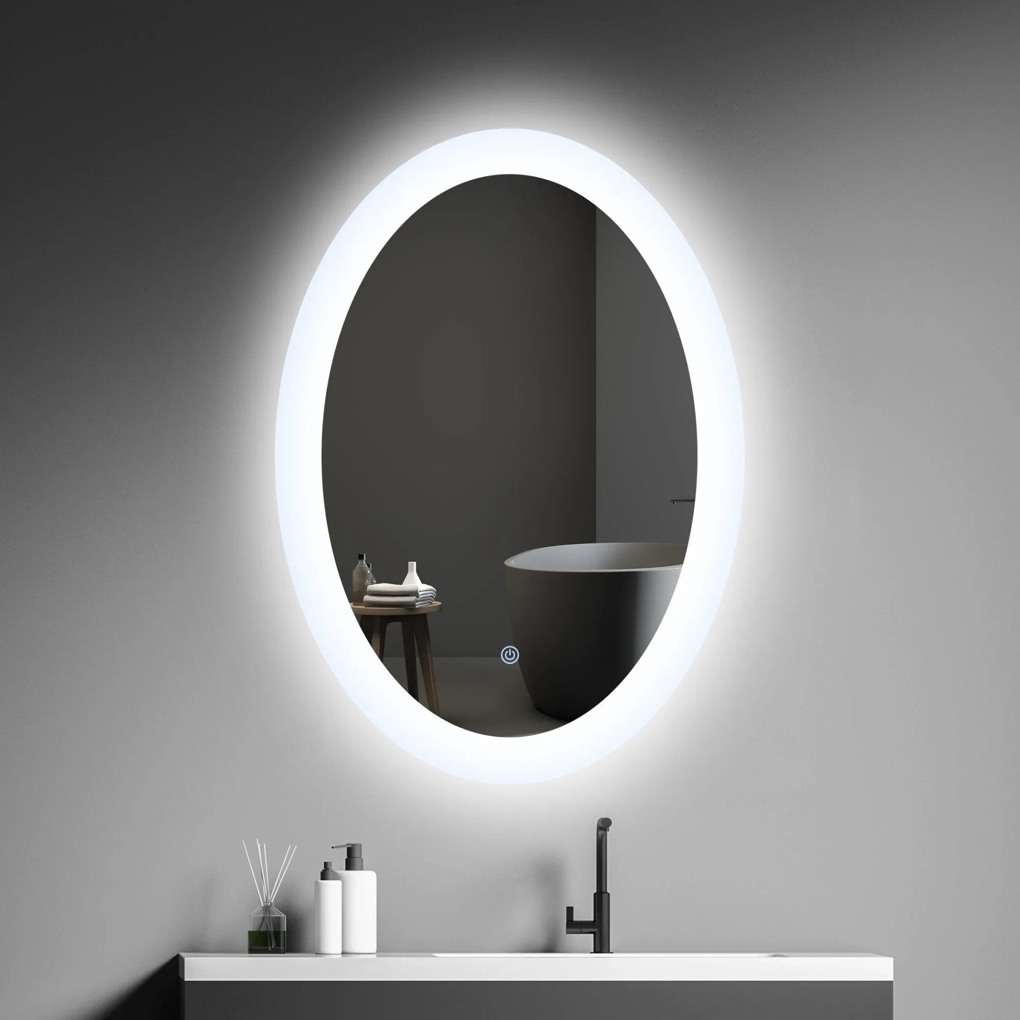 MIRPLUS 20''×28'' Oval LED Bathroom Mirror Backlit Anti-fog Dimmable