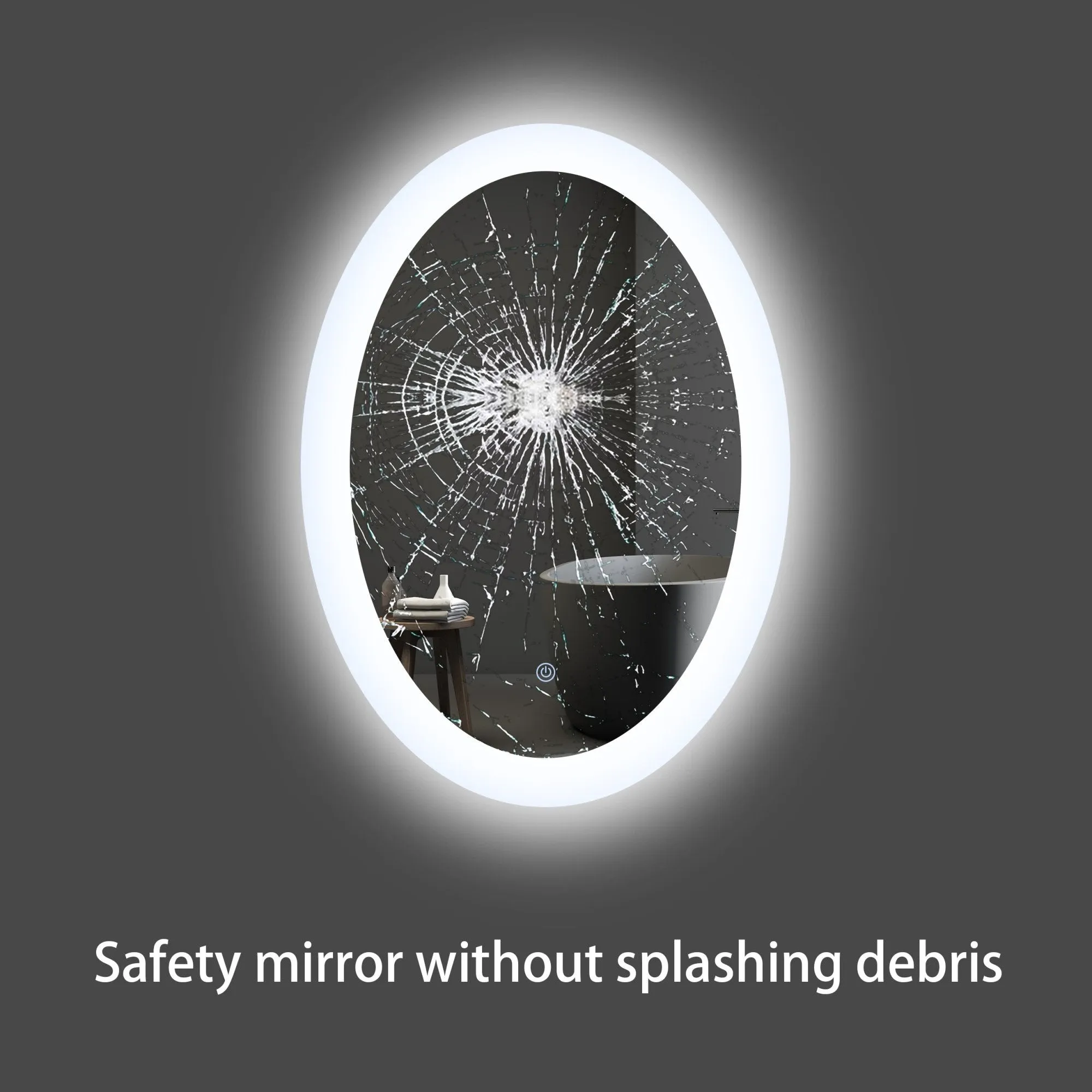 MIRPLUS 20''×28'' Oval LED Bathroom Mirror Backlit Anti-fog Dimmable