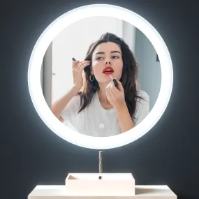 MIRPLUS 24'' Round LED Bathroom Mirror backlit Anti-fog Frosted glass edges