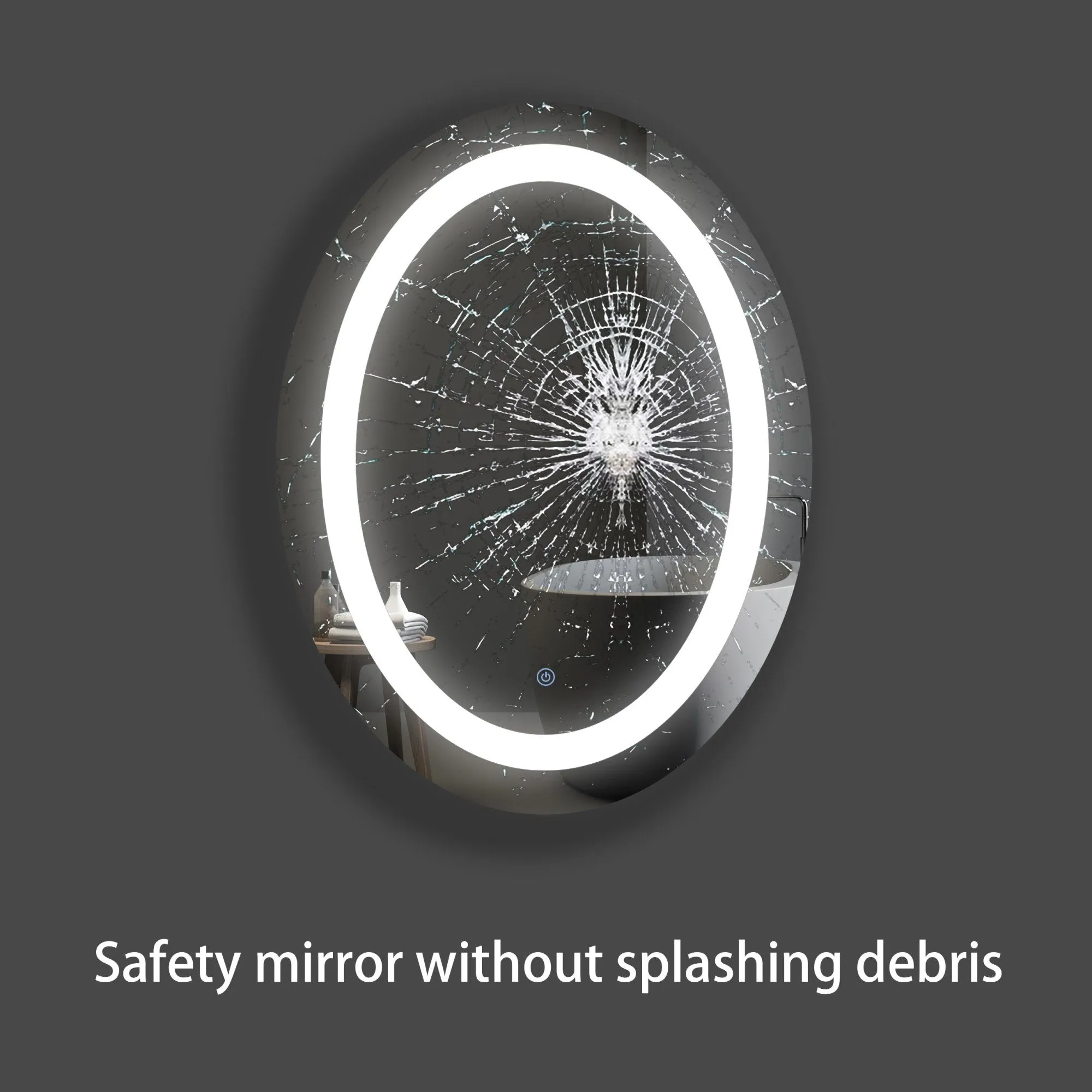 MIRPLUS 24''×32'' Oval Lighted Bathroom Mirror Anti-fog Dimmable Mirror
