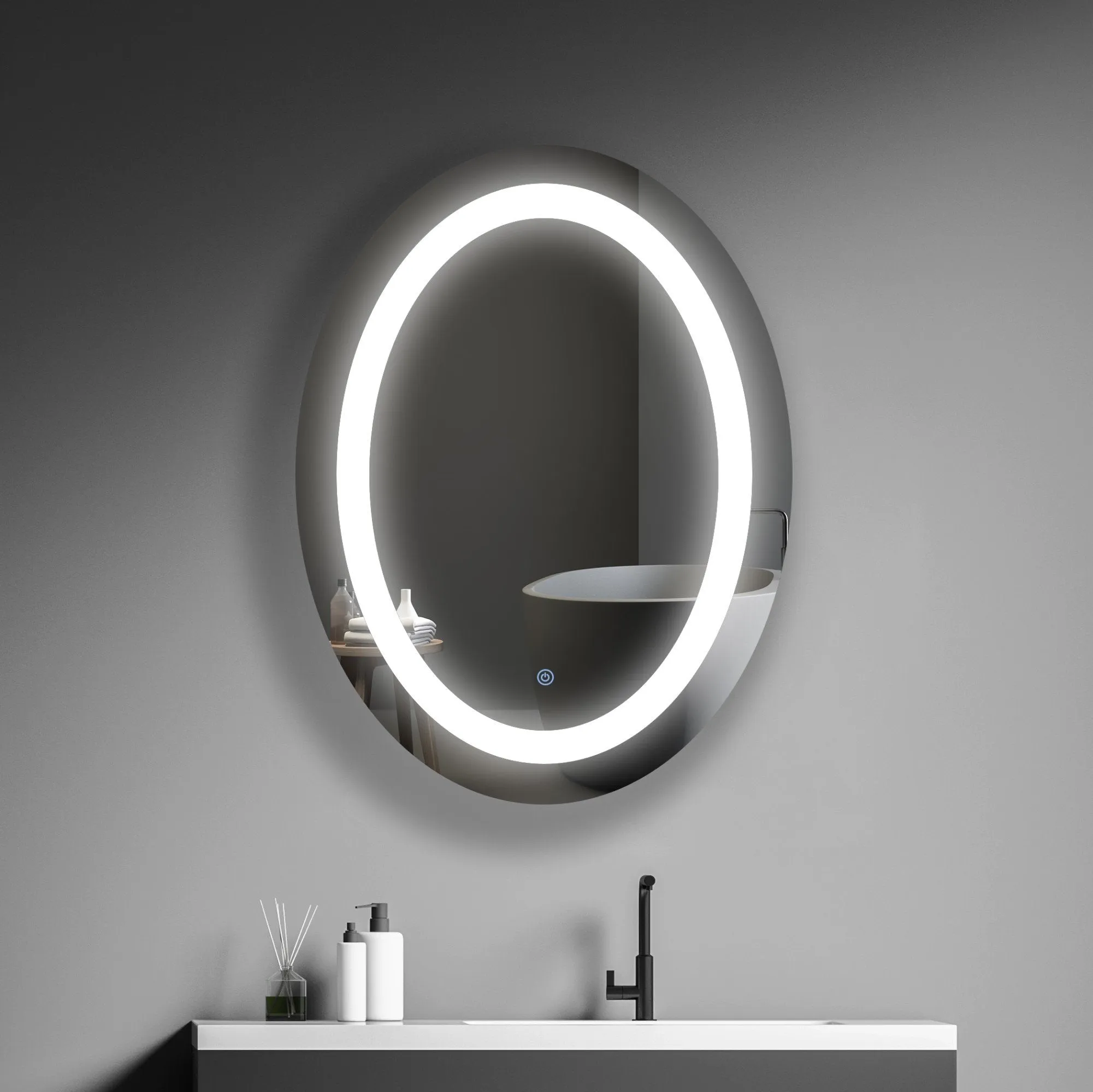 MIRPLUS 24''×32'' Oval Lighted Bathroom Mirror Anti-fog Dimmable Mirror