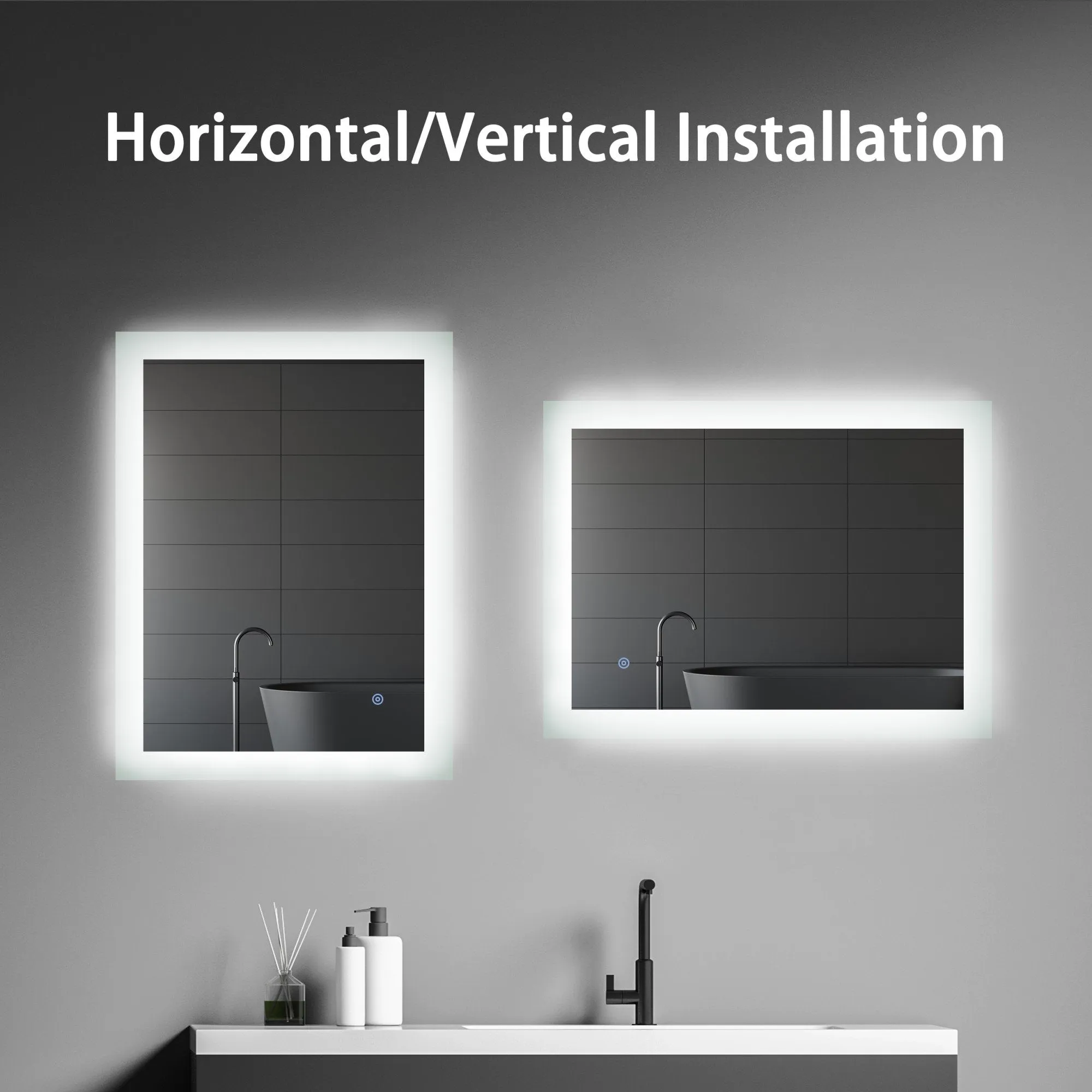MIRPLUS 24''×32'' Rectangular LED Bathroom Mirror backlit (Horizontal & Vertical)