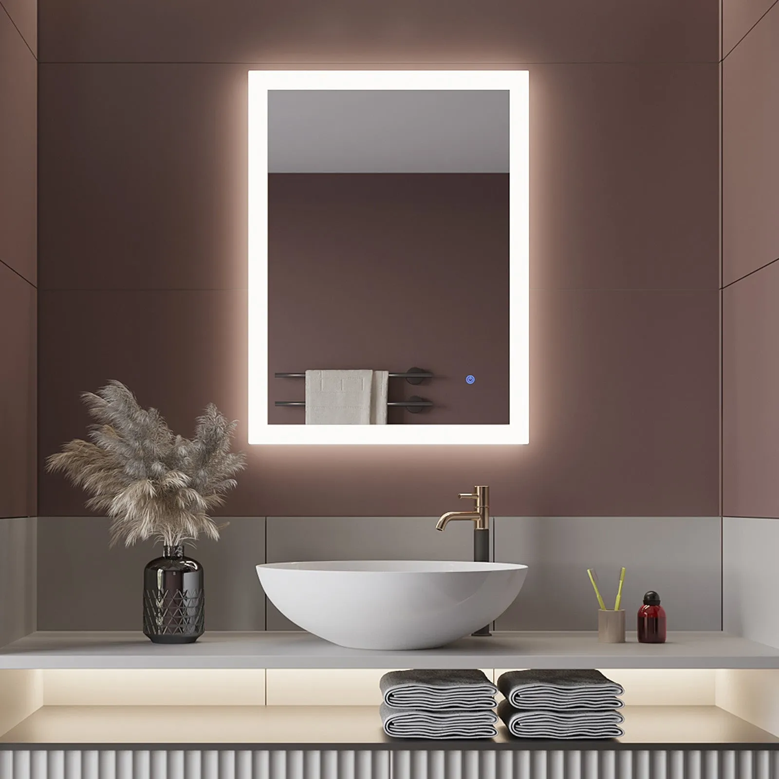 MIRPLUS 24''×32'' Rectangular LED Bathroom Mirror backlit (Horizontal & Vertical)