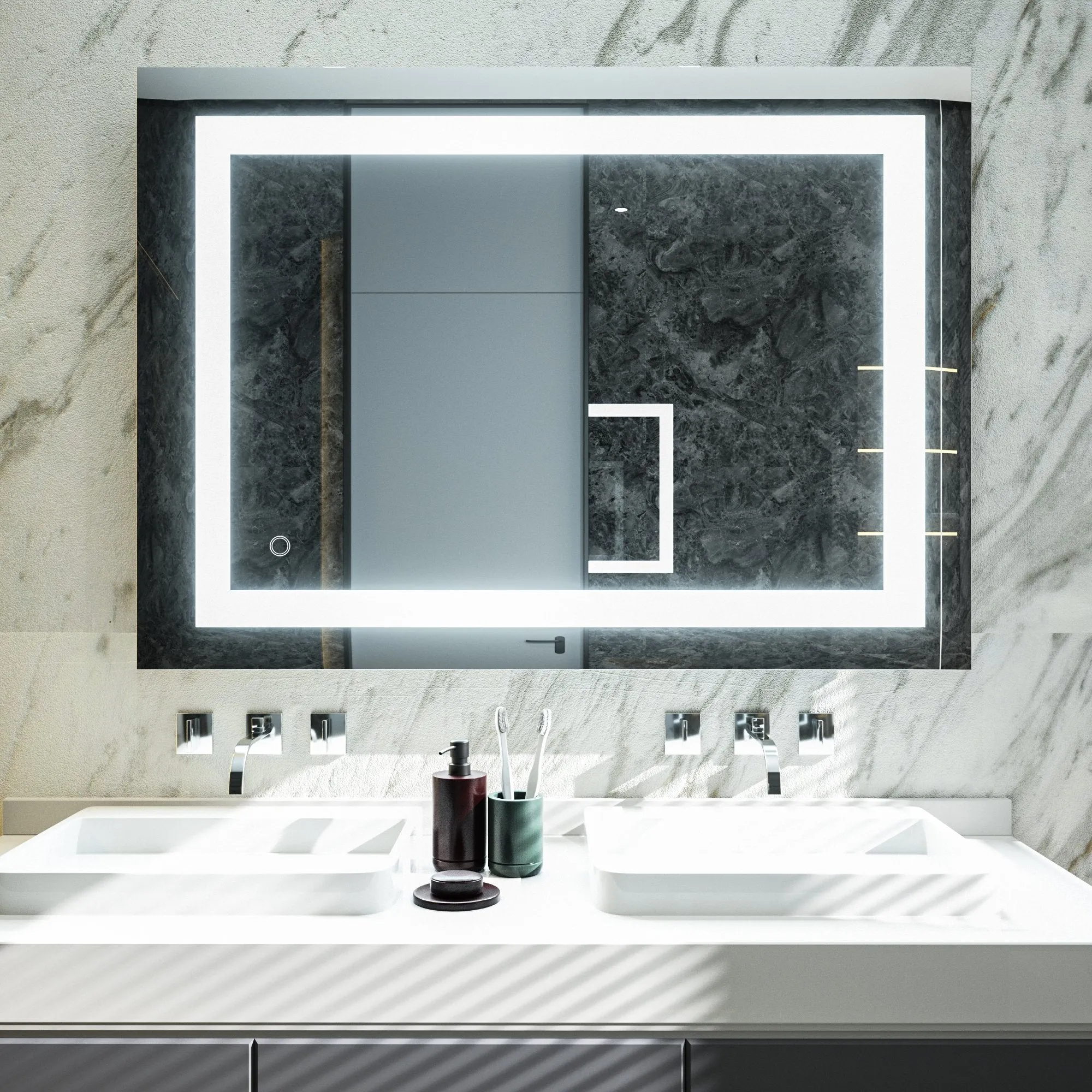 MIRPLUS 24''×32'' Rectangular Lighted Bathroom Mirror (Horizontal & Vertical)