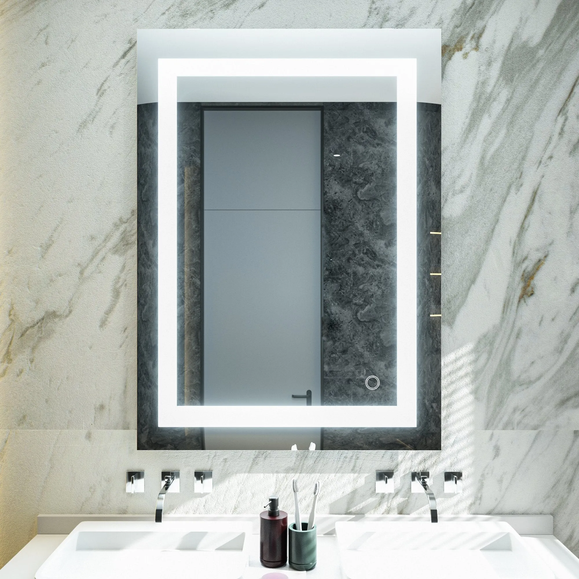 MIRPLUS 24''×32'' Rectangular Lighted Bathroom Mirror (Horizontal & Vertical)