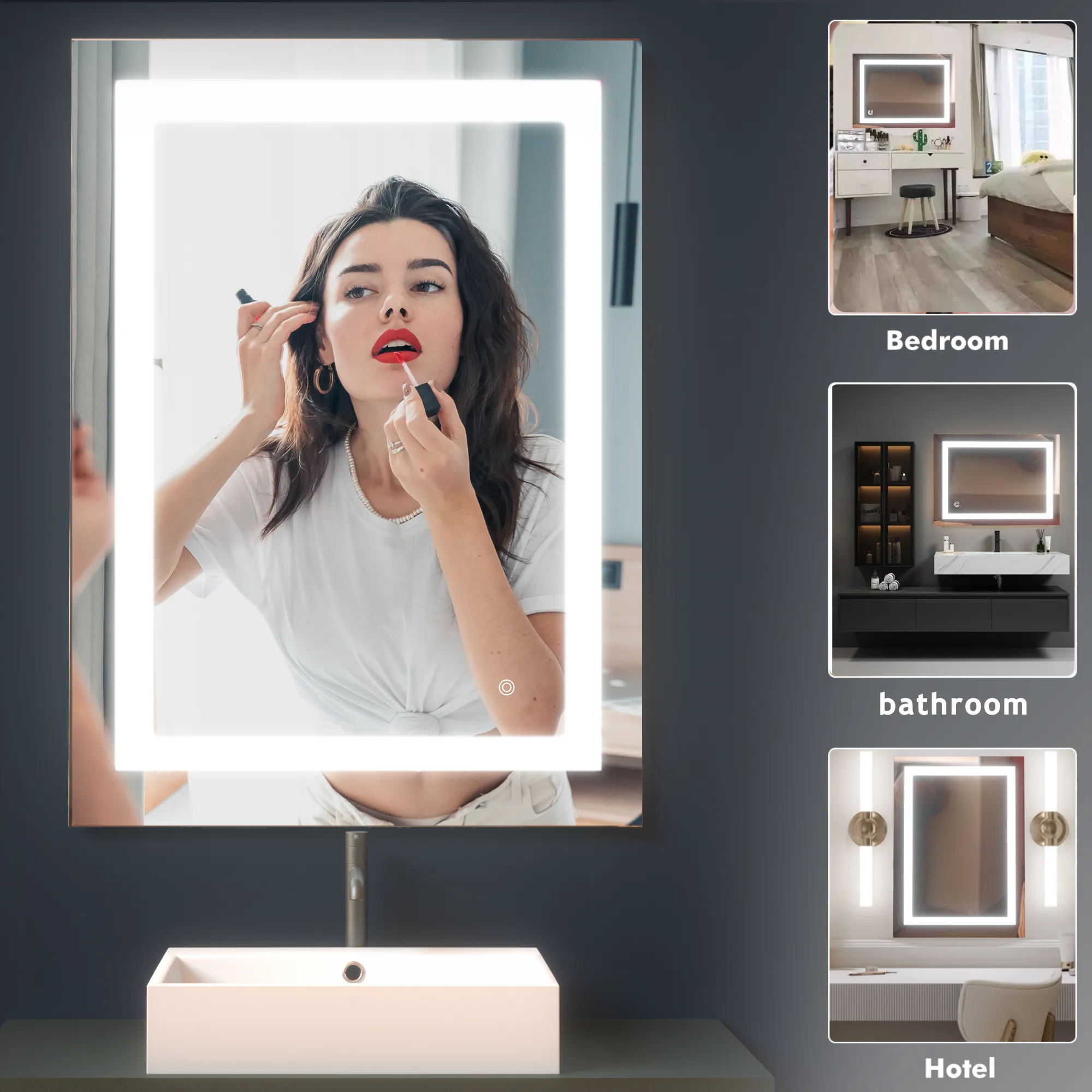 MIRPLUS 24''×32'' Rectangular Lighted Bathroom Mirror (Horizontal & Vertical)
