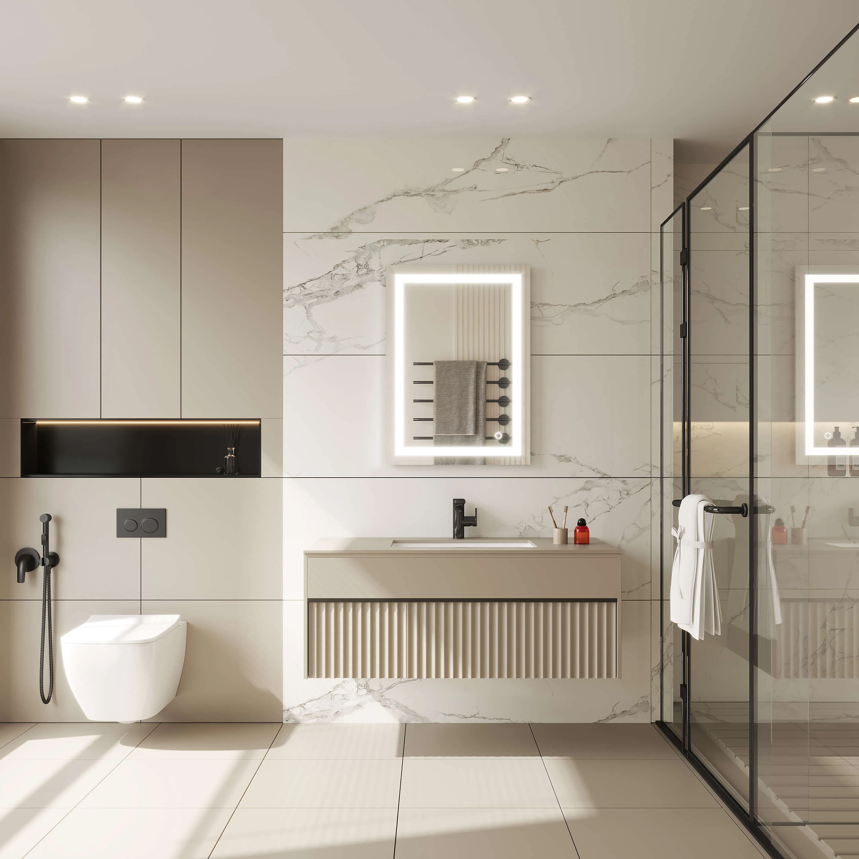 MIRPLUS 24''×32'' Rectangular Lighted Bathroom Mirror (Horizontal & Vertical)